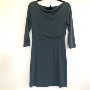 Ann Taylor Petite Cowl Neck Blue Career Dress.